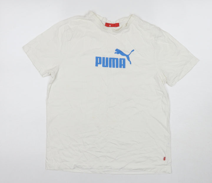 Puma Boys White Graphic Print T-Shirt XS Regular Fit