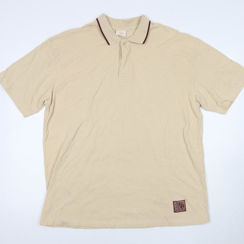 Grand De Luxe Men's Beige Polo - XXL, Short Sleeve, Cotton