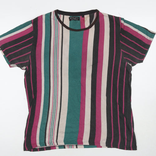 Brave Soul Men's Multicoloured Striped T-Shirt L