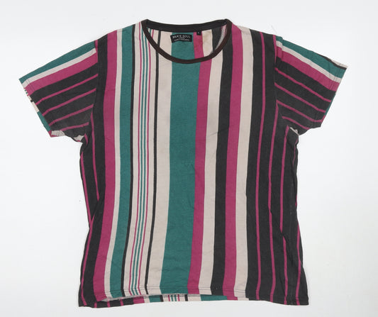 Brave Soul Men's Multicoloured Striped T-Shirt L