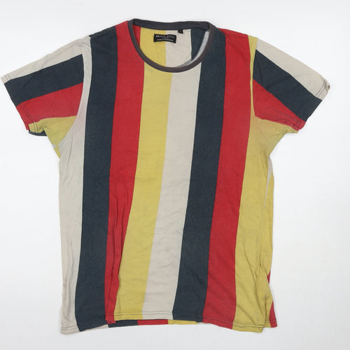 Brave Soul Men's Multicoloured Striped T-Shirt L