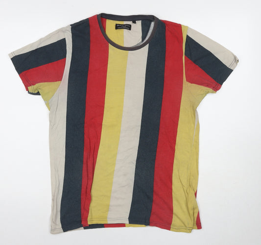 Brave Soul Men's Multicoloured Striped T-Shirt L