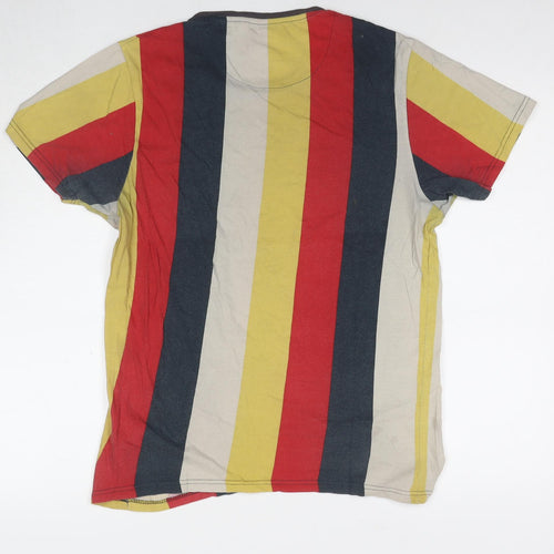 Brave Soul Men's Multicoloured Striped T-Shirt L