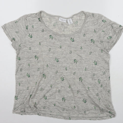 Tabitha Webb Women Grey Linen Animal Print T-Shirt Size 12