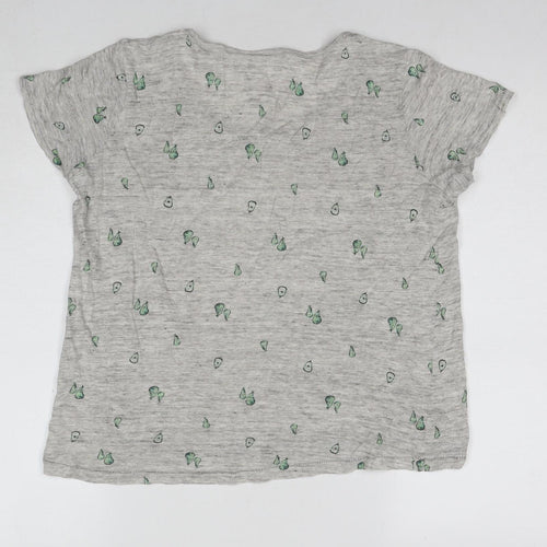 Tabitha Webb Women Grey Linen Animal Print T-Shirt Size 12