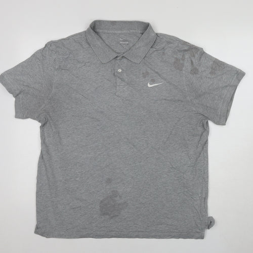 Nike Men's Grey XL Polo Shirt with Logo