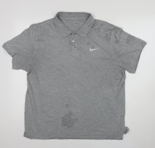 Nike Men's Grey XL Polo Shirt with Logo