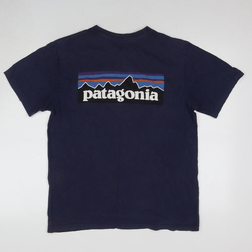 Patagonia Men's Blue T-Shirt, M, Logo, Outdoor Look