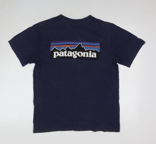 Patagonia Men's Blue T-Shirt, M, Logo, Outdoor Look