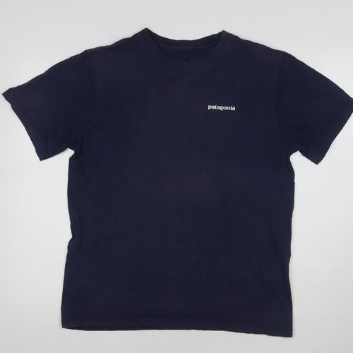 Patagonia Men's Blue T-Shirt, M, Logo, Outdoor Look