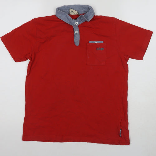 Lee Cooper Boys Red Polo Shirt, 13 Years, Short Sleeve