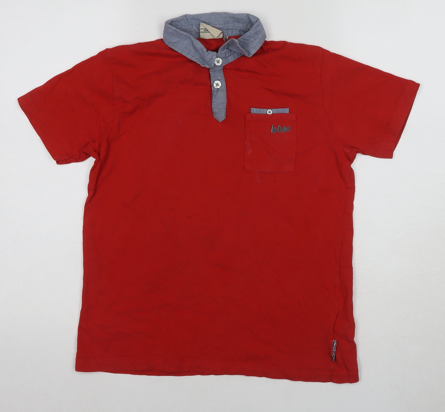 Lee Cooper Boys Red Polo Shirt, 13 Years, Short Sleeve