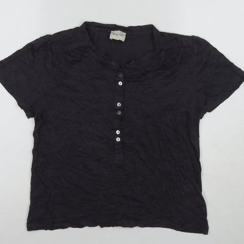 Wrap Women's Black Short Sleeve T-Shirt Size L