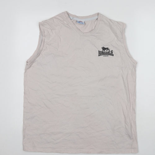 Lonsdale Men's Beige Sleeveless T-Shirt XL