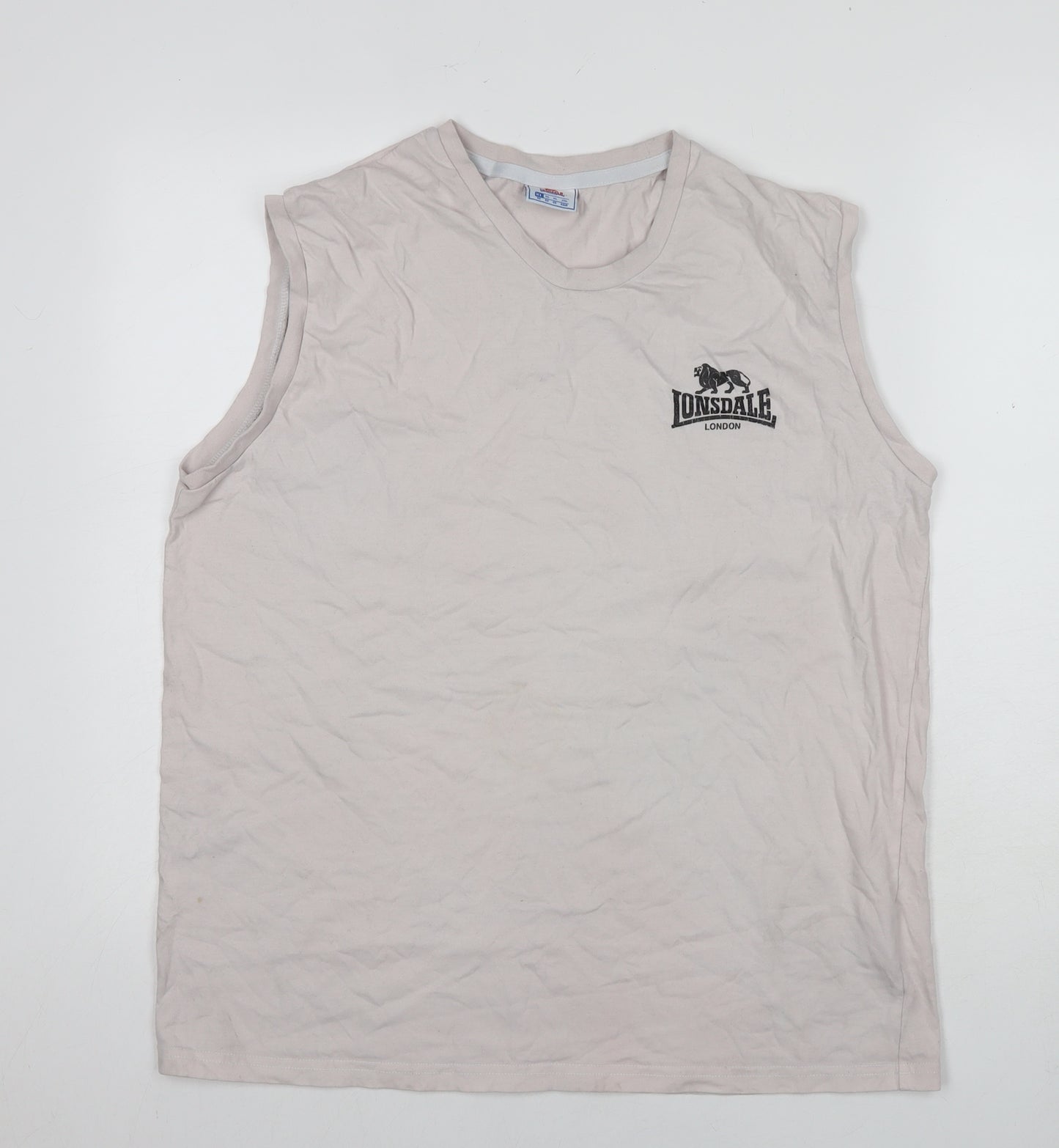 Lonsdale Men's Beige Sleeveless T-Shirt XL