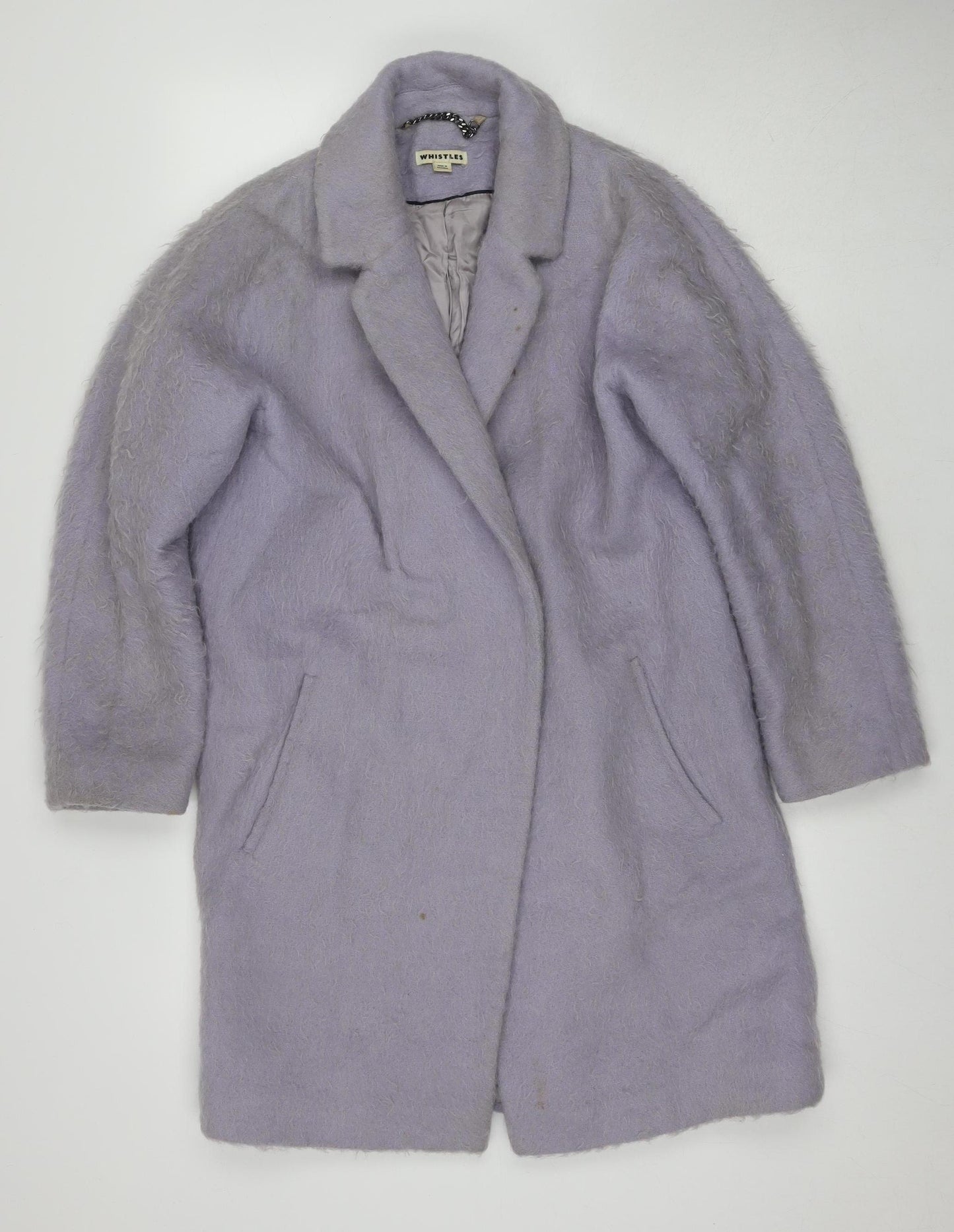 Whistles Women's Purple Long Wool Overcoat, Size M