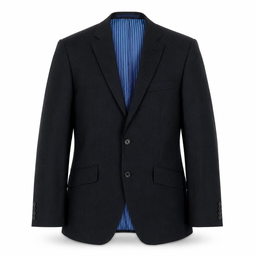 Front view of Marks & Spencer Men's Black Pinstripe Blazer, size 38R