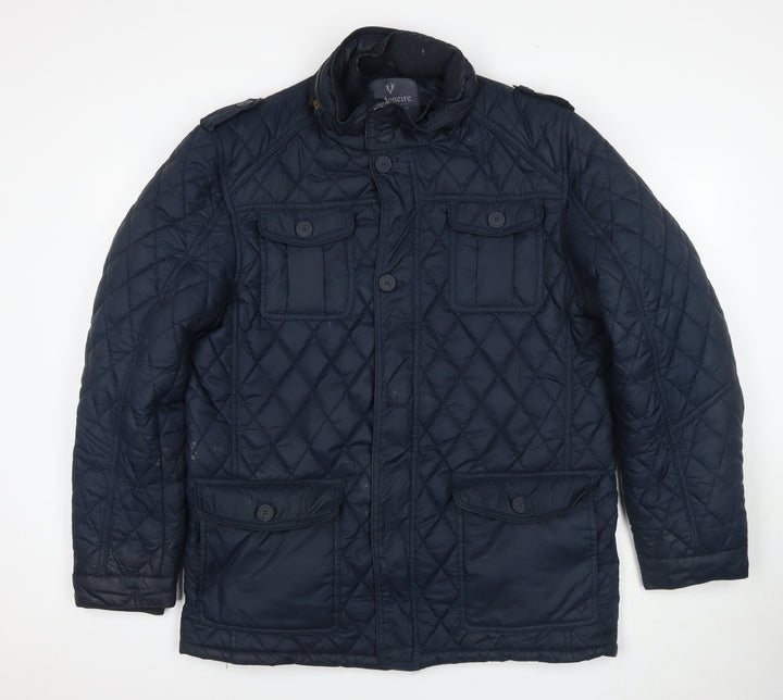 Vedoneire Men's Blue Quilted Jacket XL Mid-Length