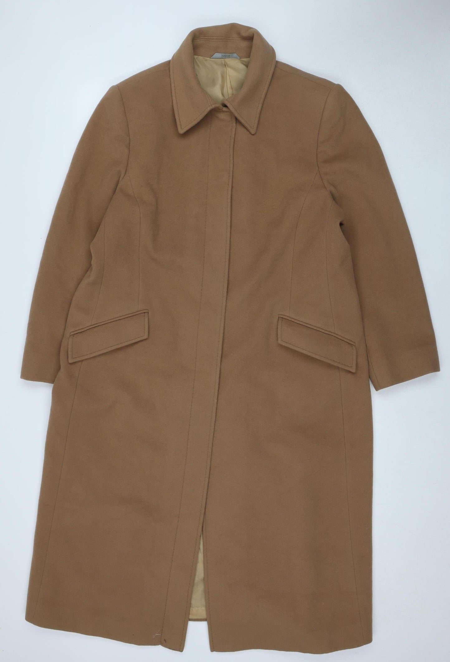 Marks and Spencer Women's Wool Blend Brown Overcoat Size 18