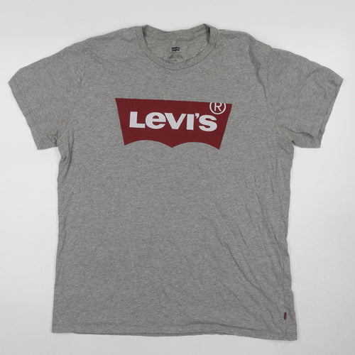 Levi's Men's Grey Graphic T-Shirt, Size L, Cotton Logo