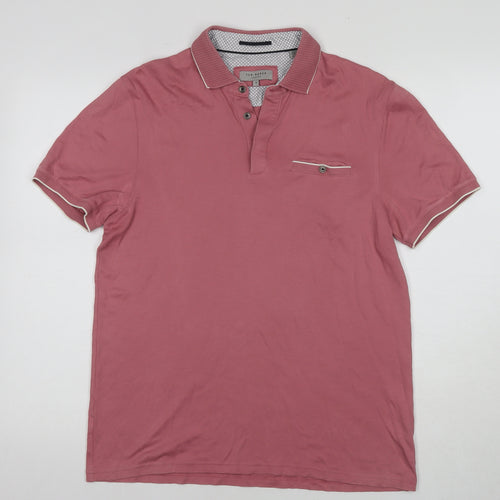 Ted Baker Men's Pink Polo Shirt M Collared Short Sleeve