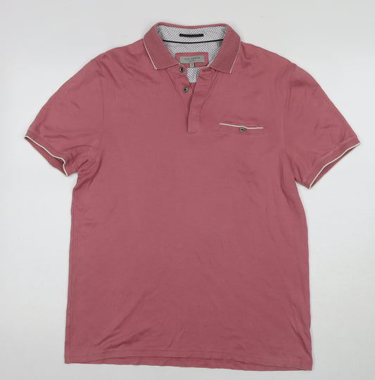 Ted Baker Men's Pink Polo Shirt M Collared Short Sleeve