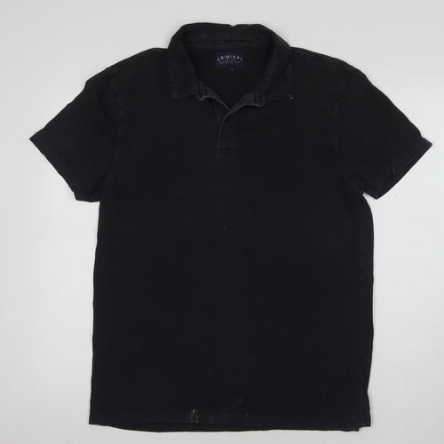 Criminal Men's Black L Polo Shirt Casual Short Sleeve