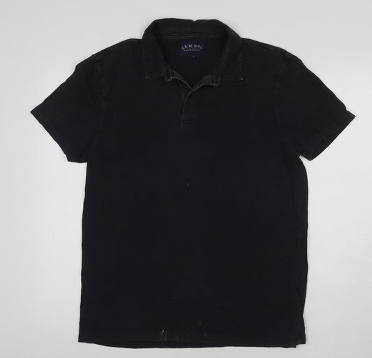 Criminal Men's Black L Polo Shirt Casual Short Sleeve