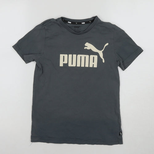 Puma Boys Grey Cotton T-Shirt Size 11-12 Years Casual