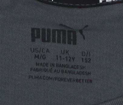 Puma Boys Grey Cotton T-Shirt Size 11-12 Years Casual