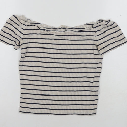 Ralph Lauren Women's Beige Striped Knit Top Size L