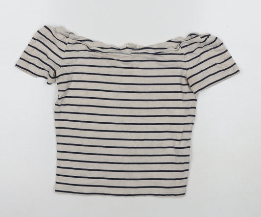 Ralph Lauren Women's Beige Striped Knit Top Size L