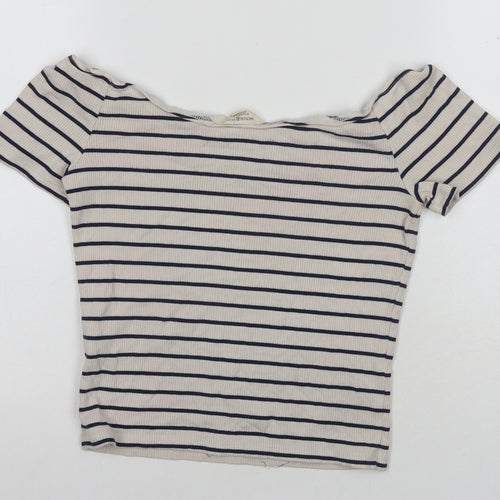 Ralph Lauren Women's Beige Striped Knit Top Size L