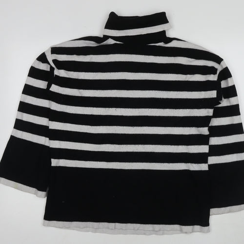 Michelle Keegan Women's Black Roll Neck Striped Jumper M