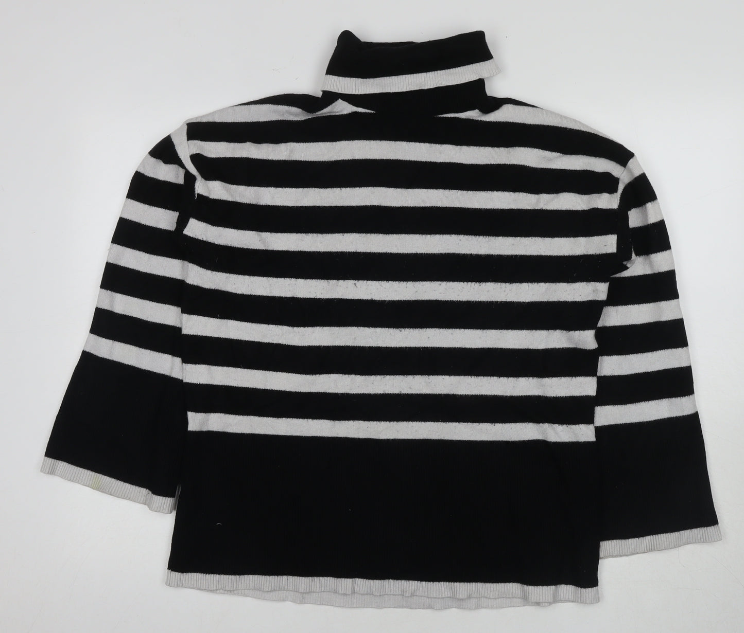 Michelle Keegan Women's Black Roll Neck Striped Jumper M