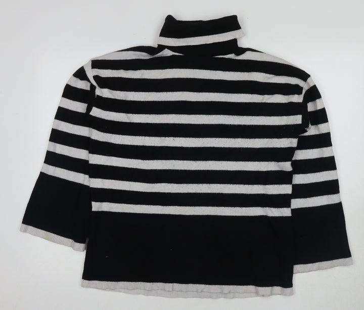 Michelle Keegan Women's Black Roll Neck Striped Jumper M
