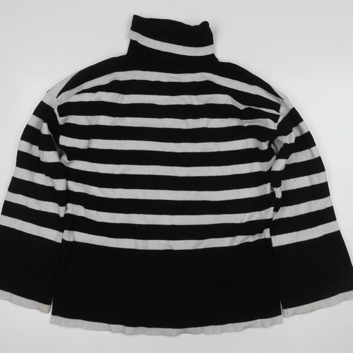 Michelle Keegan Women's Black Roll Neck Striped Jumper M