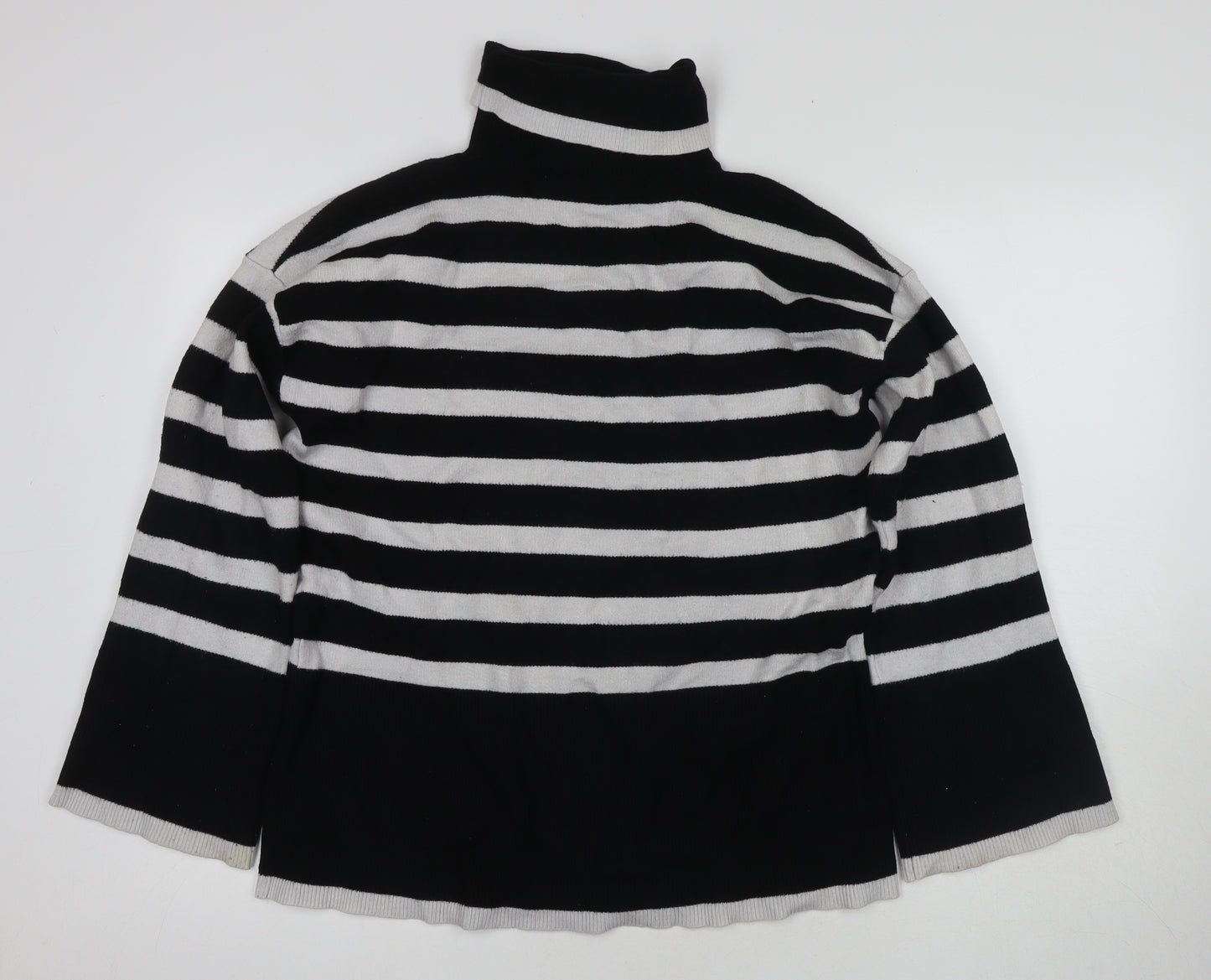 Michelle Keegan Women's Black Roll Neck Striped Jumper M