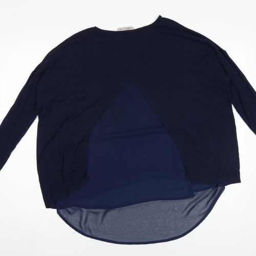 Label Lab Women's Blue Tunic Blouse, Size M, Round Neck