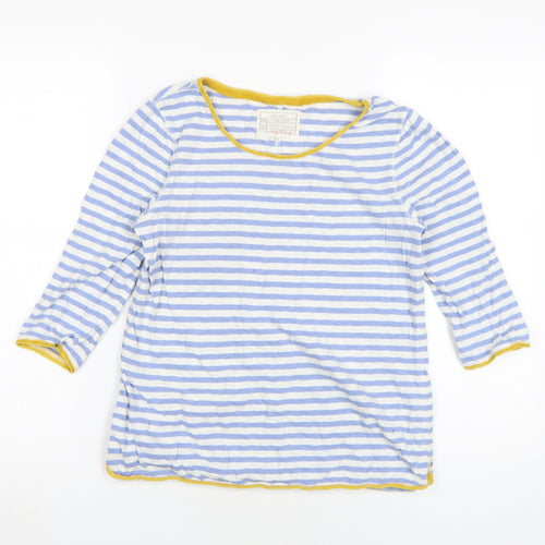 White Stuff Women's Blue Striped 3/4 Sleeve T-Shirt, Size 8