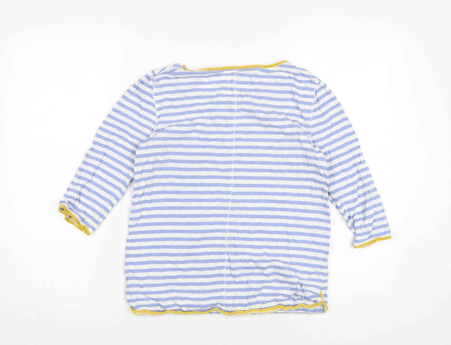 White Stuff Women's Blue Striped 3/4 Sleeve T-Shirt, Size 8