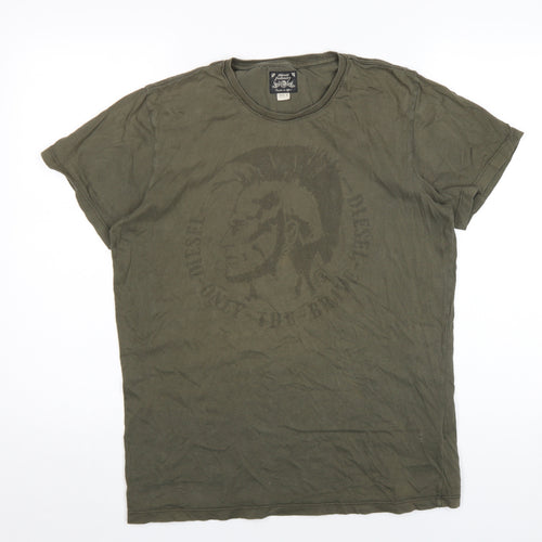 Diesel Men's Green Graphic Print T-Shirt, Size M