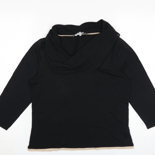 Principles Women's Black 3/4 Sleeve Cowl Neck Top Size 14