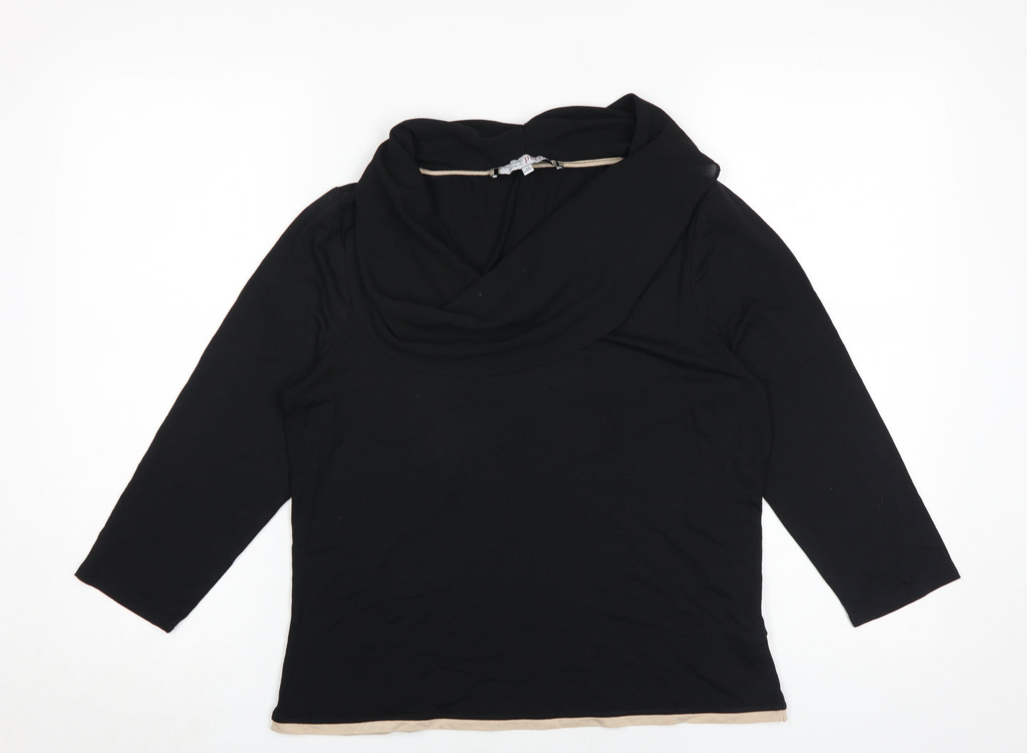 Principles Women's Black 3/4 Sleeve Cowl Neck Top Size 14