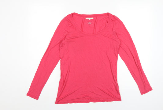 White Stuff Pink Long Sleeve Women's Basic T-Shirt Size 12