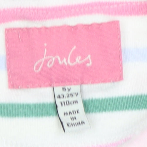 Joules Girls Pastel Striped Long Sleeve Dress, 5Yrs, Cotton