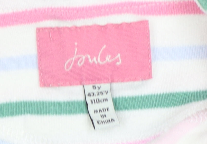 Joules Girls Pastel Striped Long Sleeve Dress, 5Yrs, Cotton