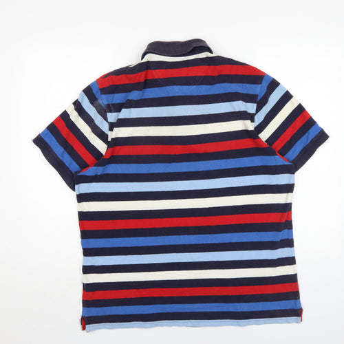 Marks and Spencer Men's Multicoloured Striped Polo - Size L