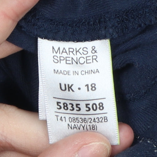 Marks and Spencer Women Navy Long Sleeve Tunic Blouse UK 18
