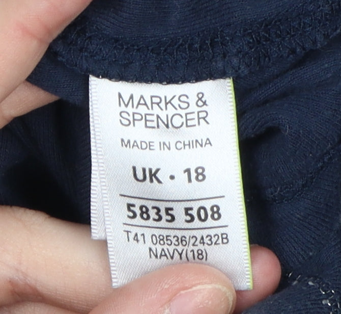 Marks and Spencer Women Navy Long Sleeve Tunic Blouse UK 18